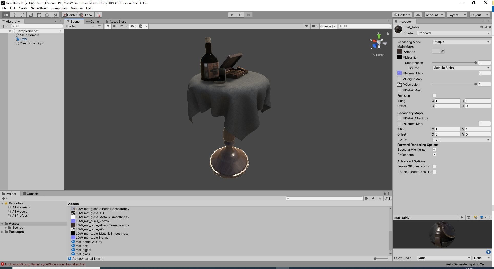 Wiskey Table Game Ready Low-poly 3D model_5