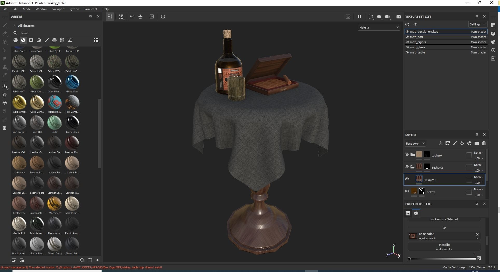 Wiskey Table Game Ready Low-poly 3D model_4