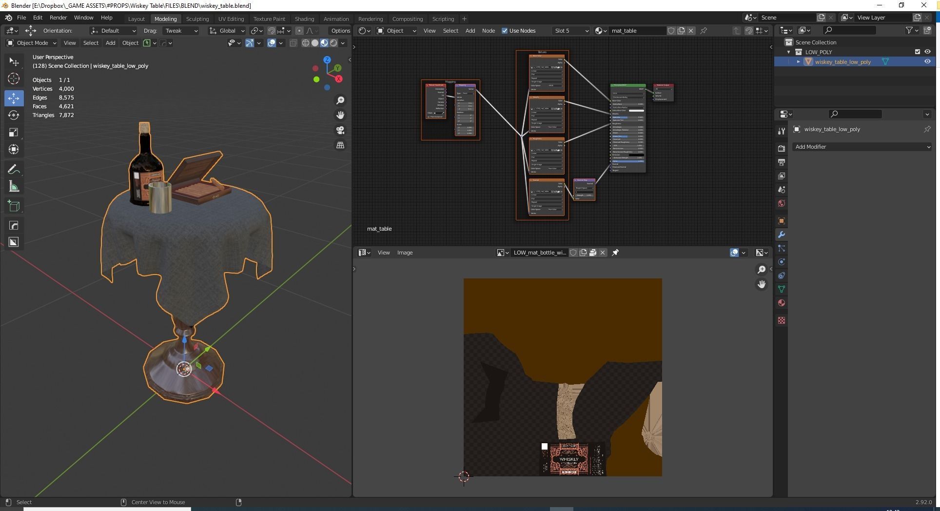 Wiskey Table Game Ready Low-poly 3D model_3
