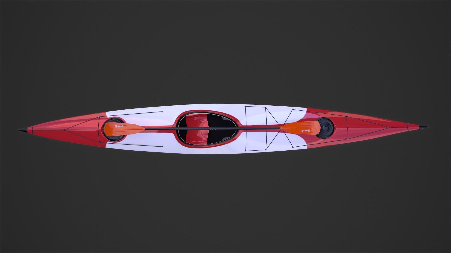 Kayak and Paddle Low-poly 3D model_2