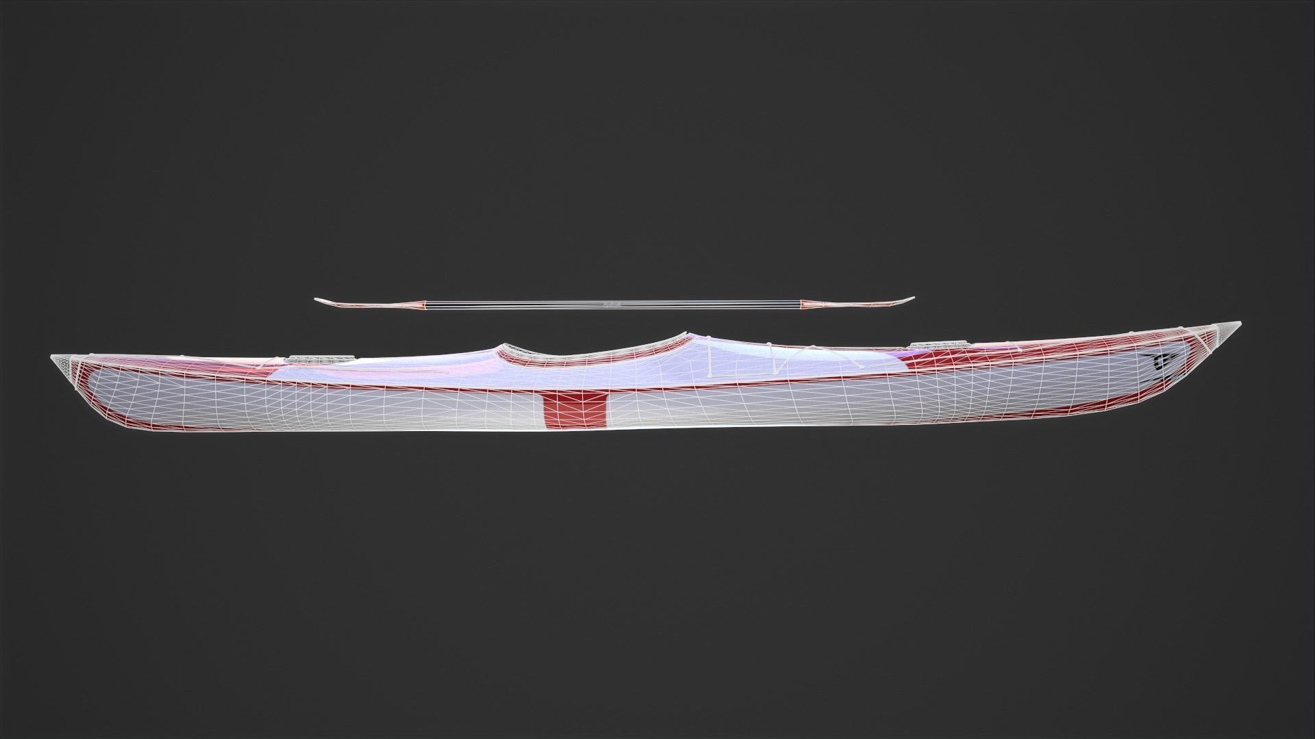 Kayak and Paddle Low-poly 3D model_8