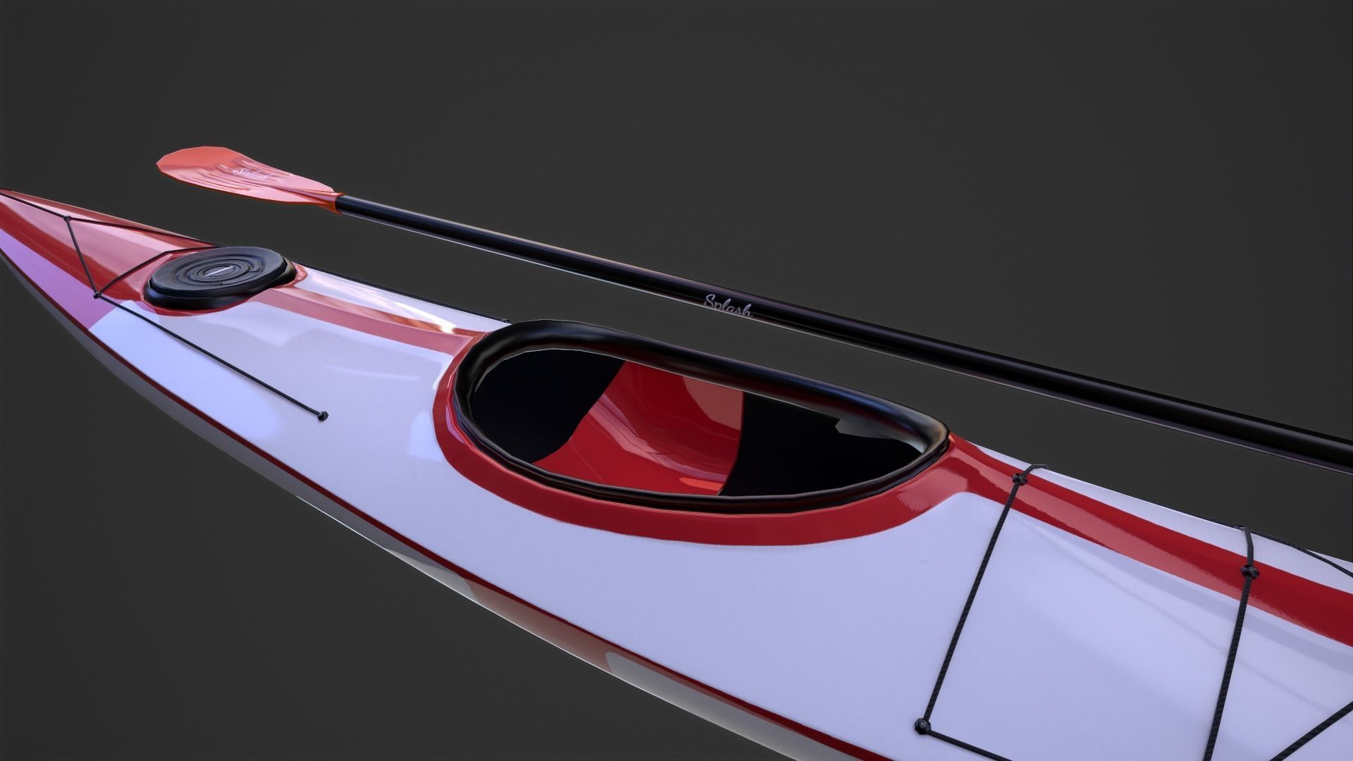Kayak and Paddle Low-poly 3D model_4