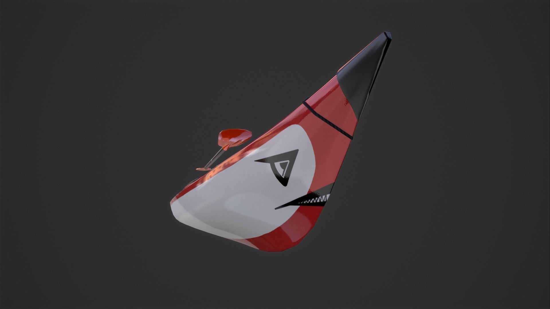 Kayak and Paddle Low-poly 3D model_6