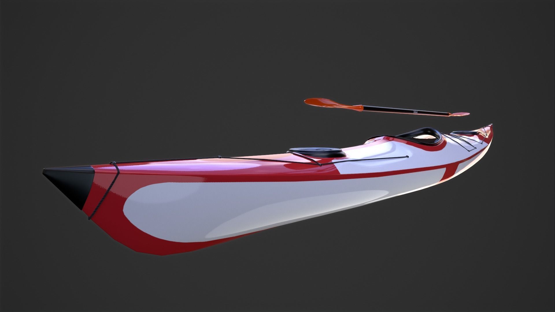 Kayak and Paddle Low-poly 3D model_3