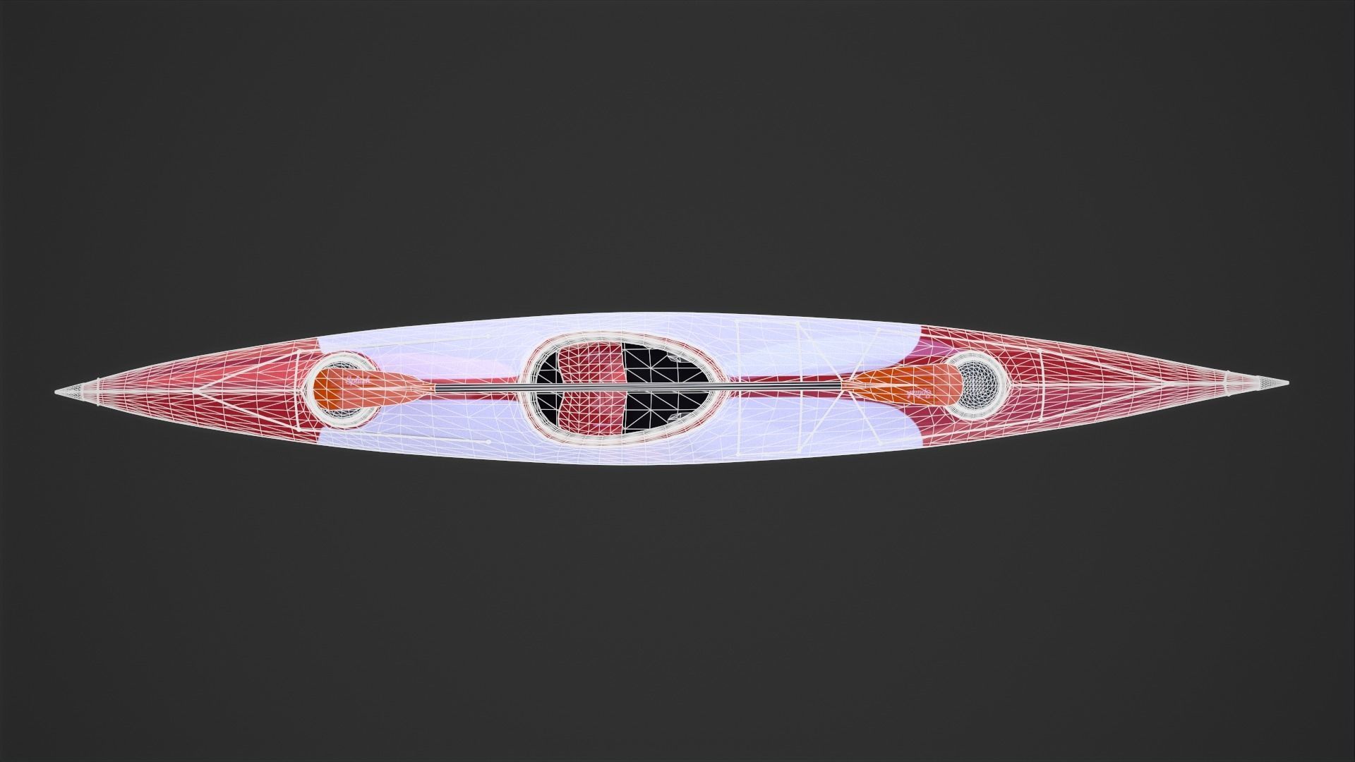 Kayak and Paddle Low-poly 3D model_9
