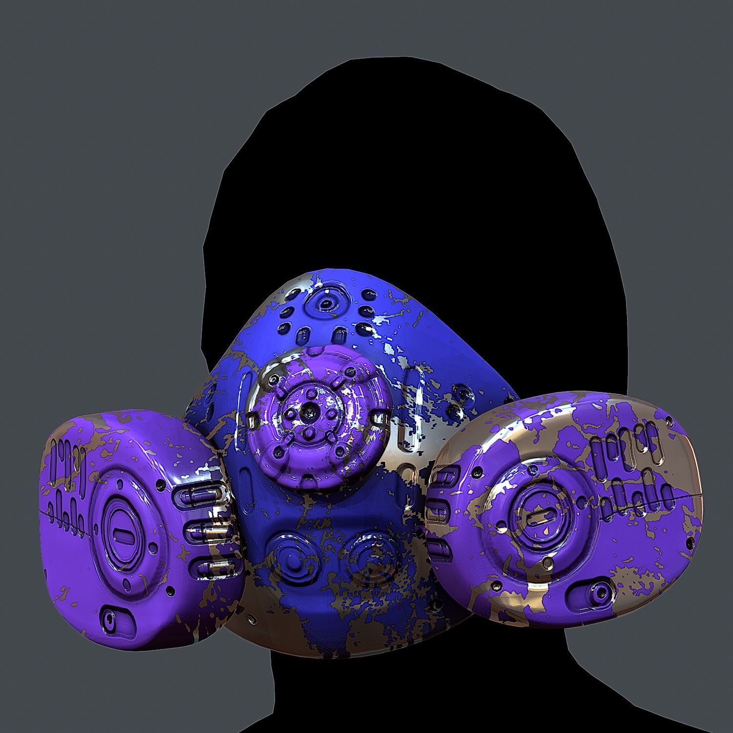 Gas mask helmet 3d model scifi Low-poly Low-poly 3D model_2