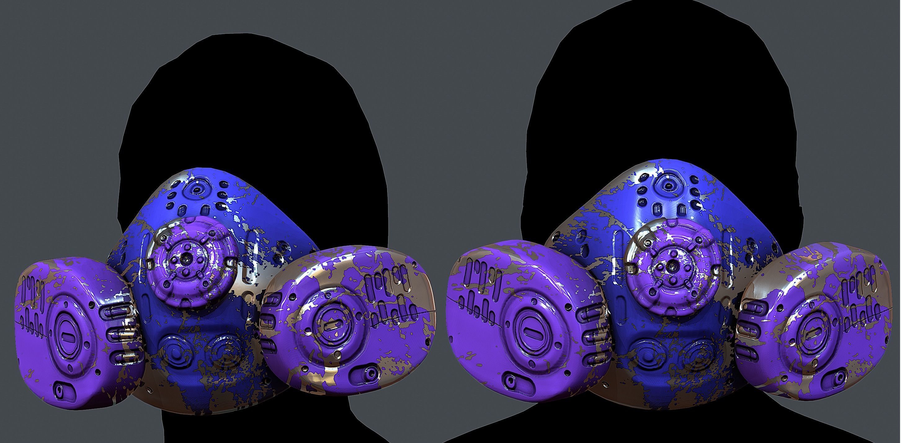 Gas mask helmet 3d model scifi Low-poly Low-poly 3D model_1