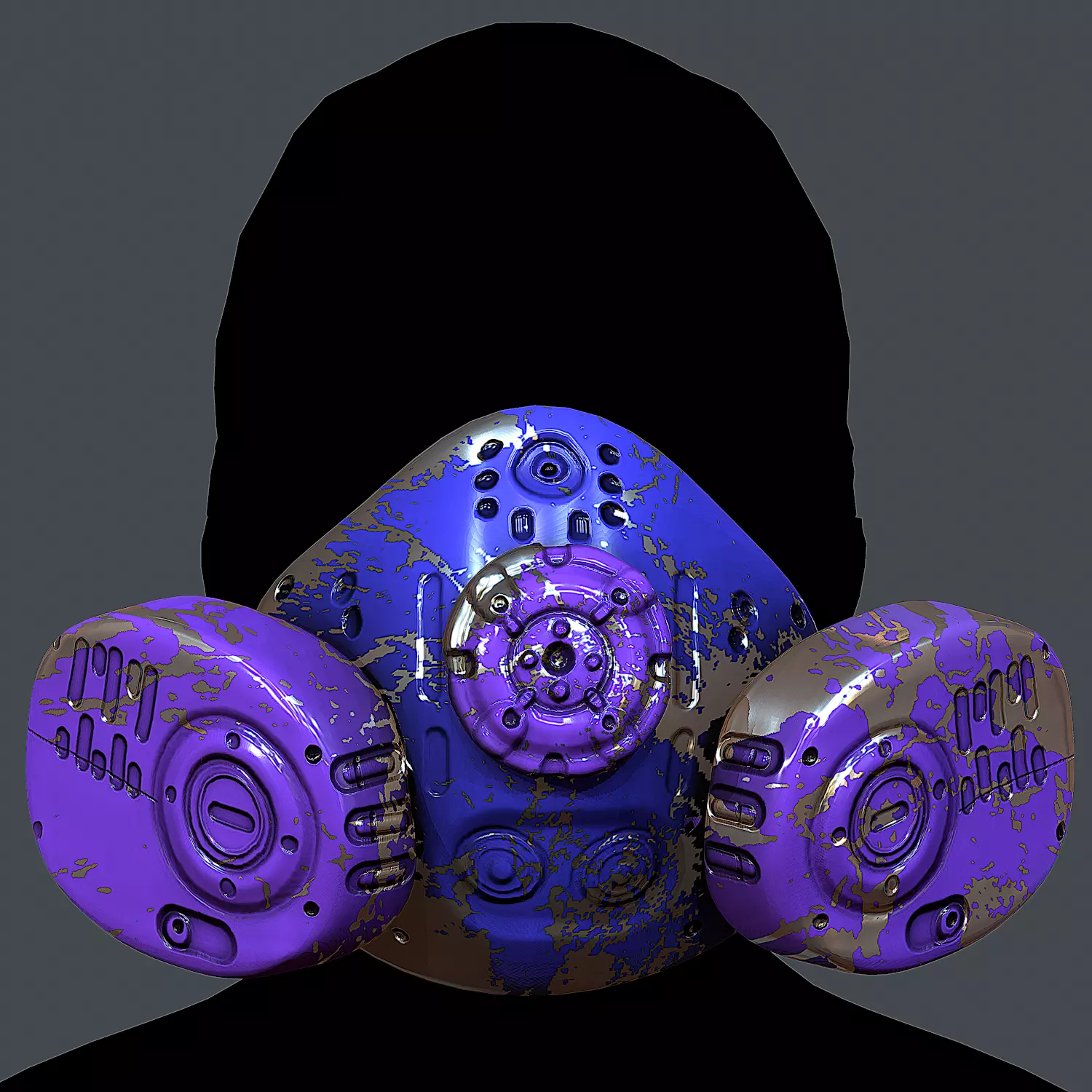 Gas mask helmet 3d model scifi Low-poly Low-poly 3D model_0