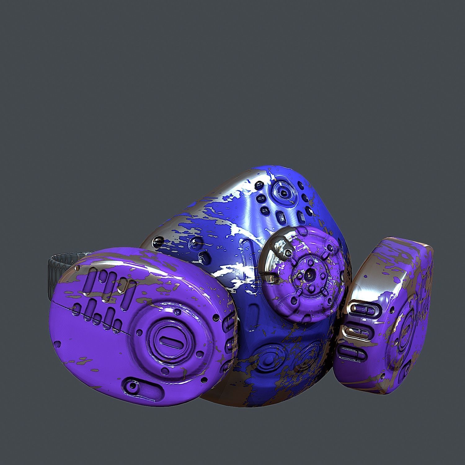 Gas mask helmet 3d model scifi Low-poly Low-poly 3D model_3