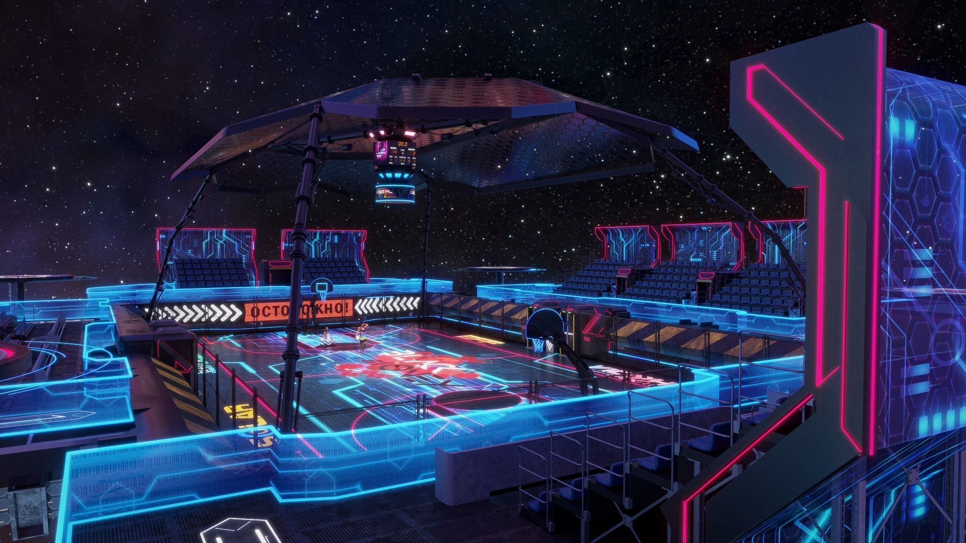 Futuristic  Scifi Space Basketball court 3D model_2