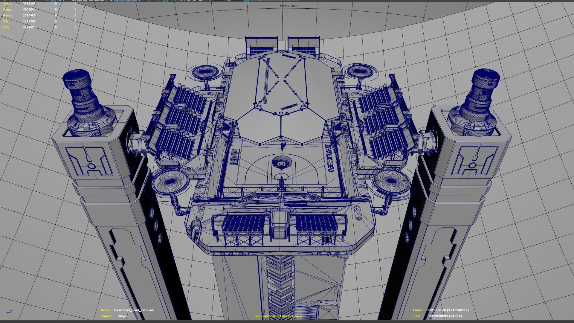 Futuristic  Scifi Space Basketball court 3D model_13
