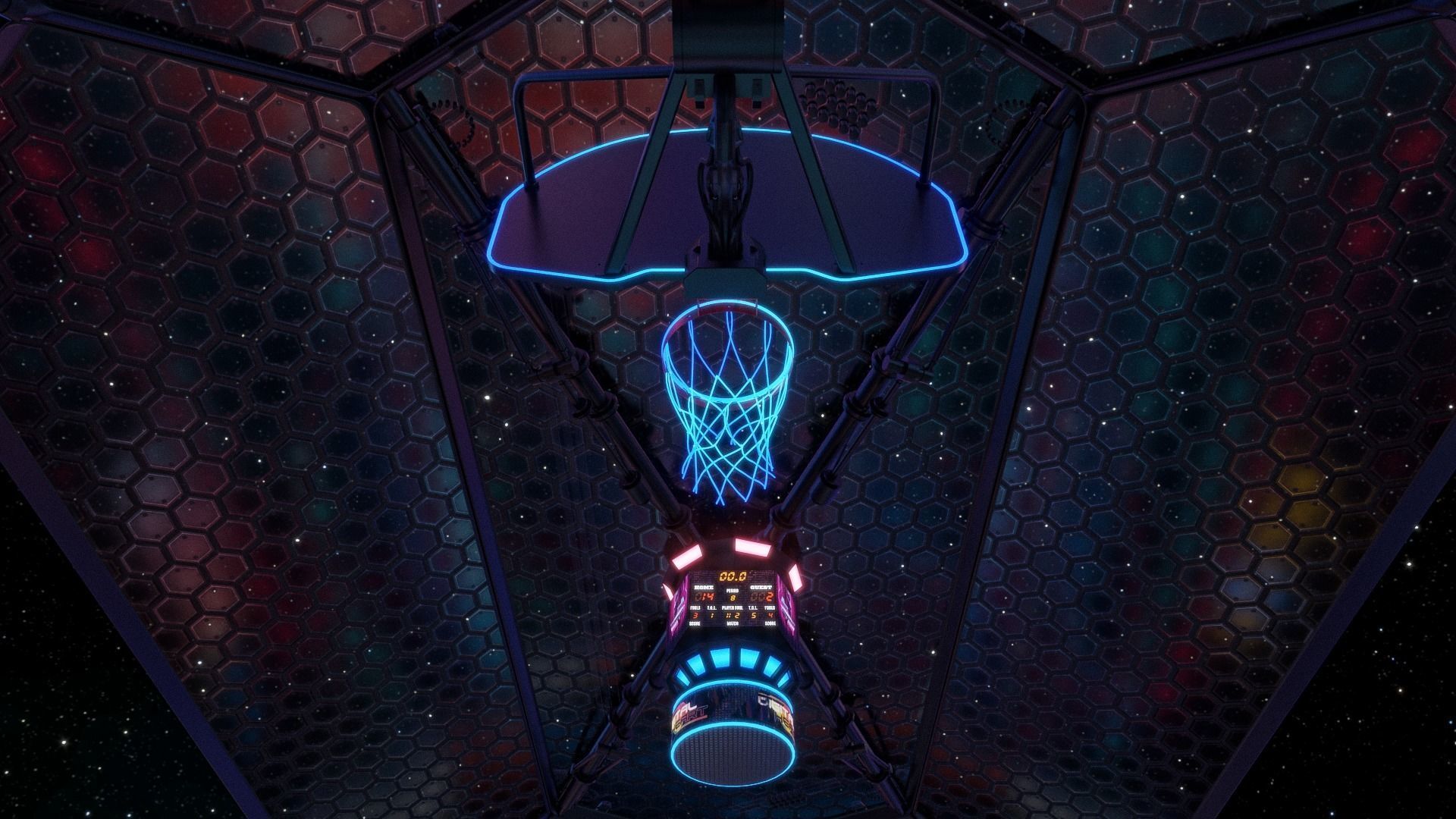 Futuristic  Scifi Space Basketball court 3D model_7