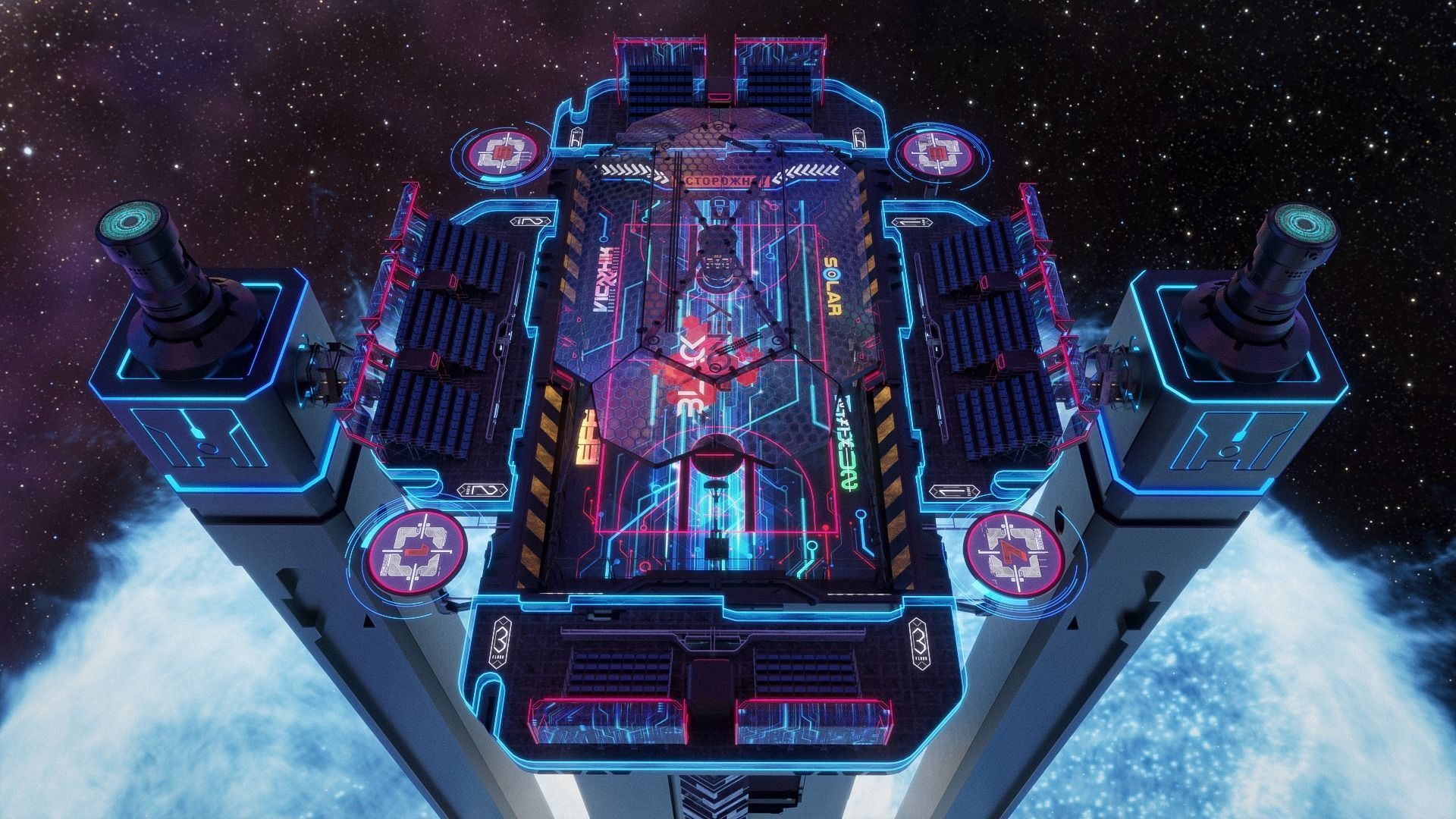 Futuristic  Scifi Space Basketball court 3D model_3