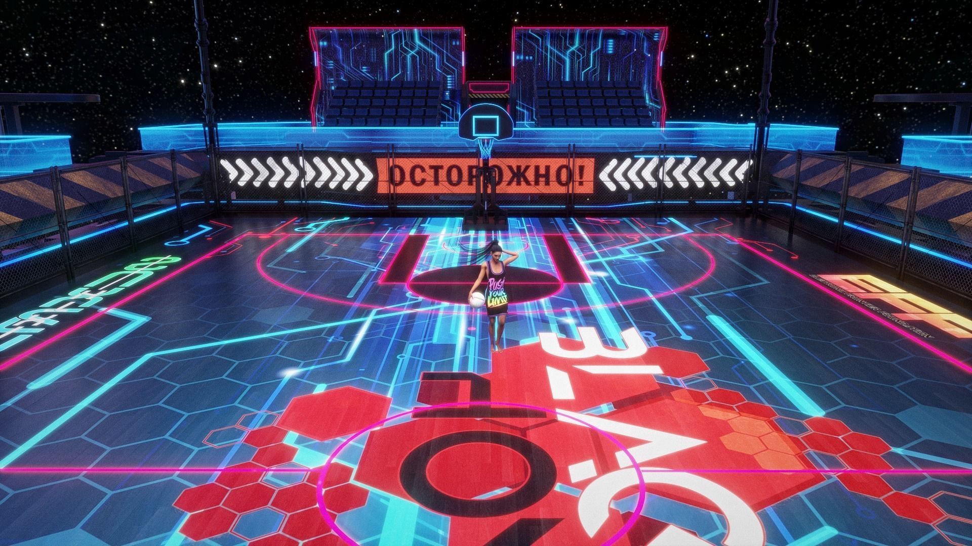 Futuristic  Scifi Space Basketball court 3D model_4