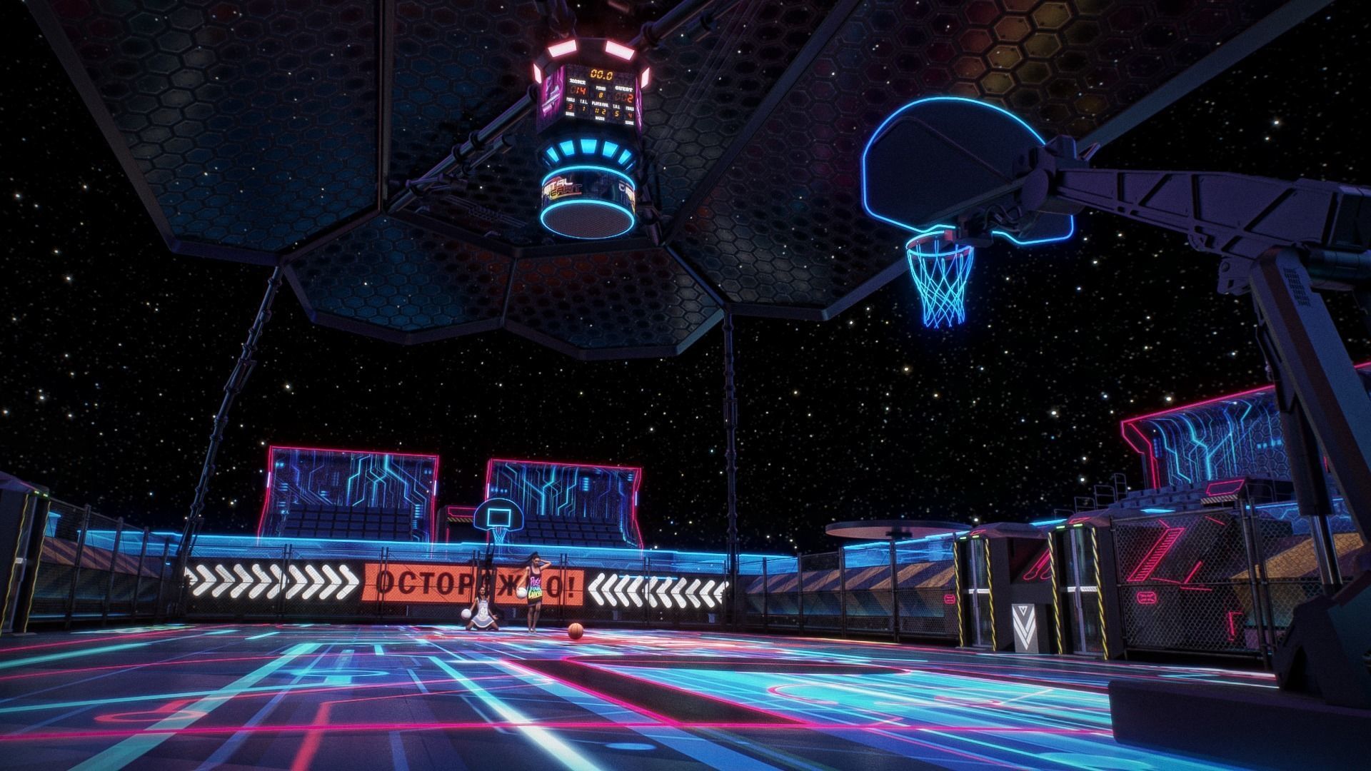 Futuristic  Scifi Space Basketball court 3D model_8