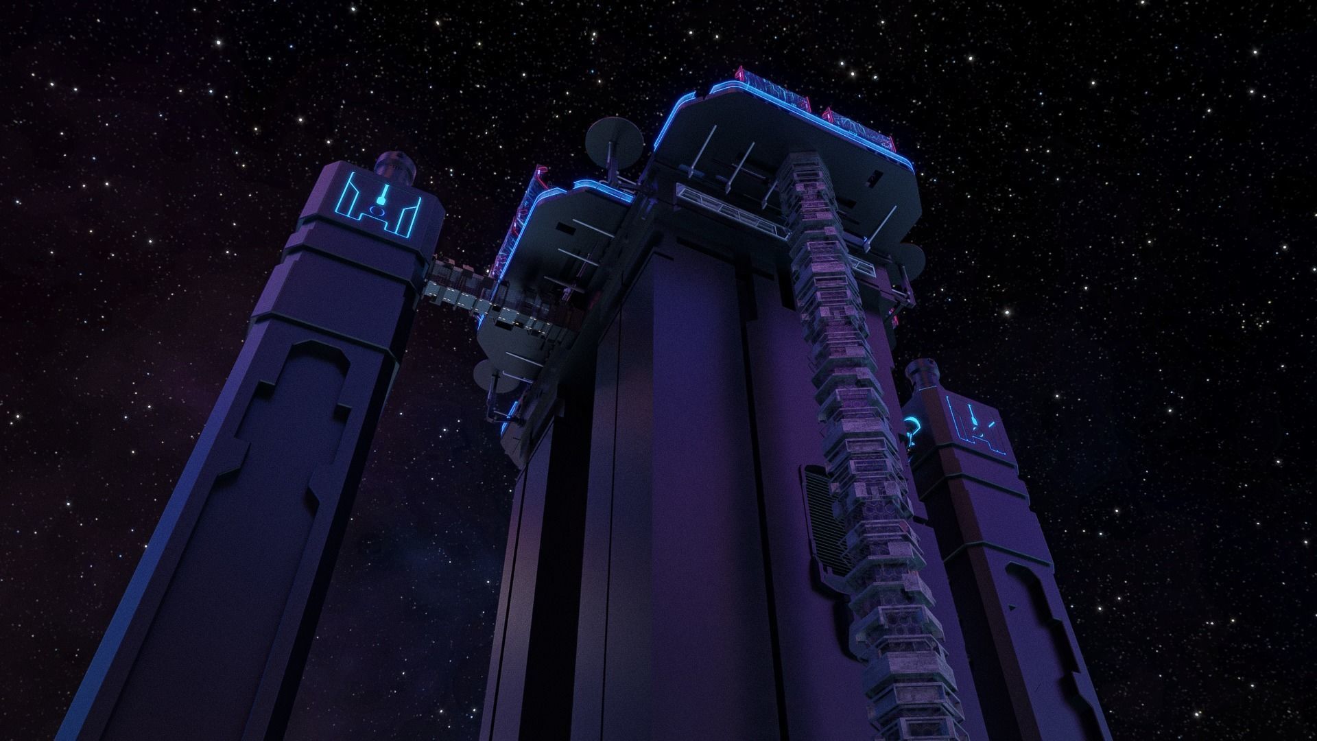 Futuristic  Scifi Space Basketball court 3D model_9