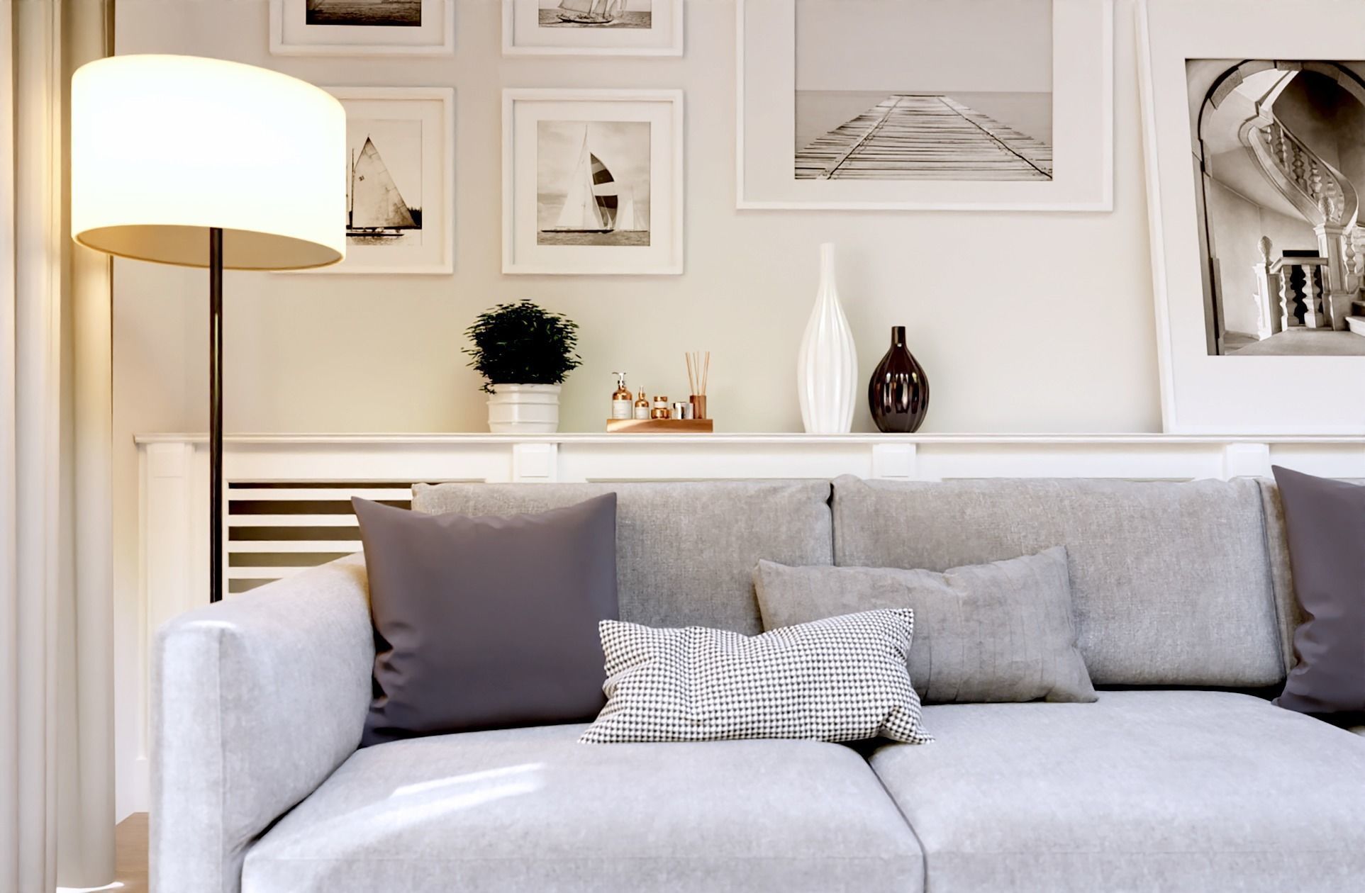 Livingroom and Kitchen interior scene 3D model_5