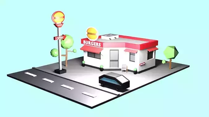 Low Poly Burger Cafe