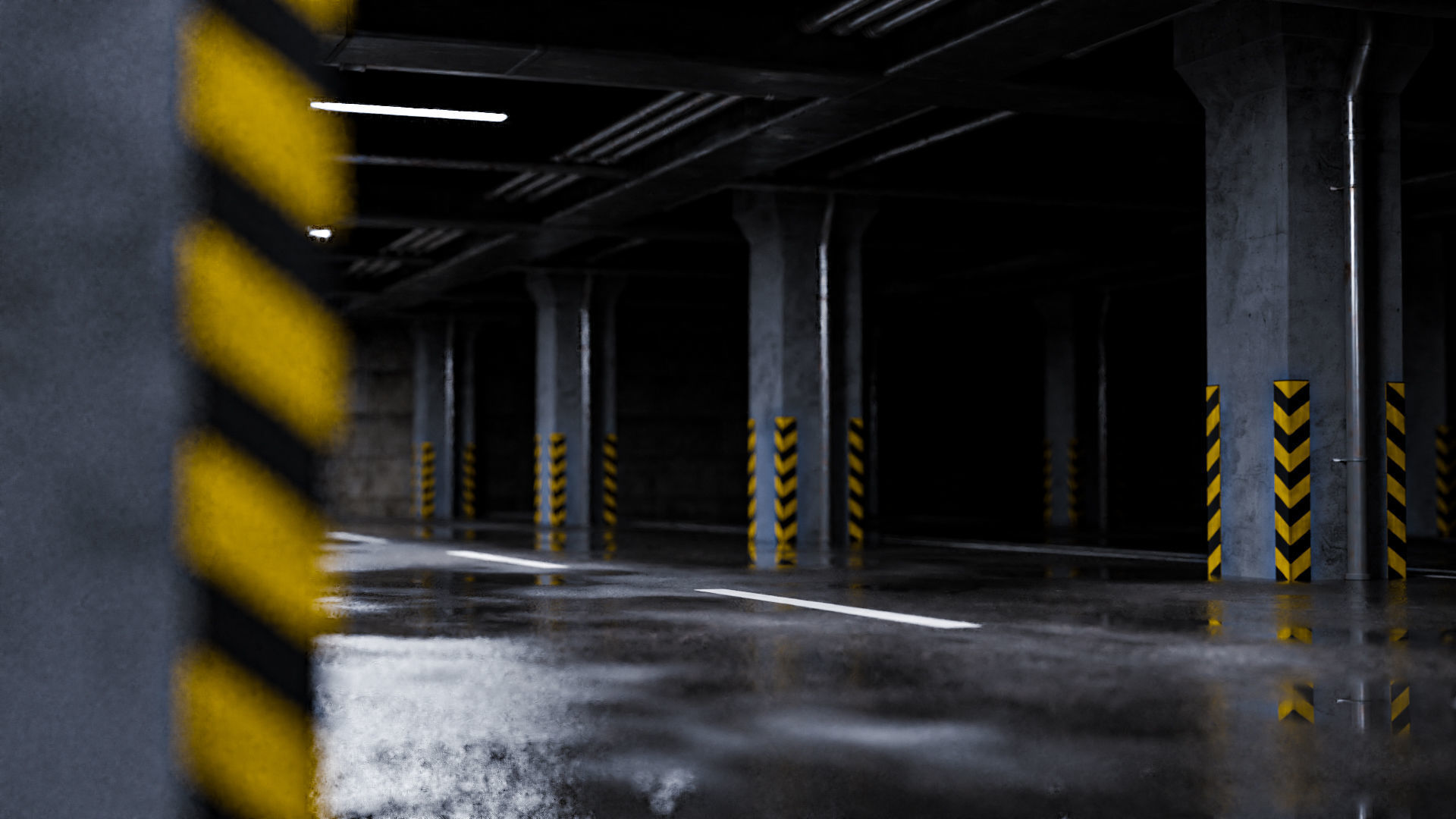 Parking lot -garage lowpoly 3D model_2