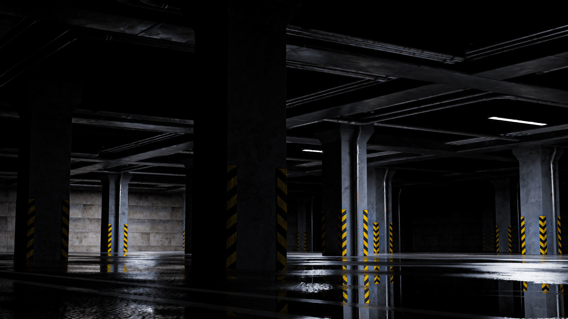 Parking lot -garage lowpoly 3D model_1