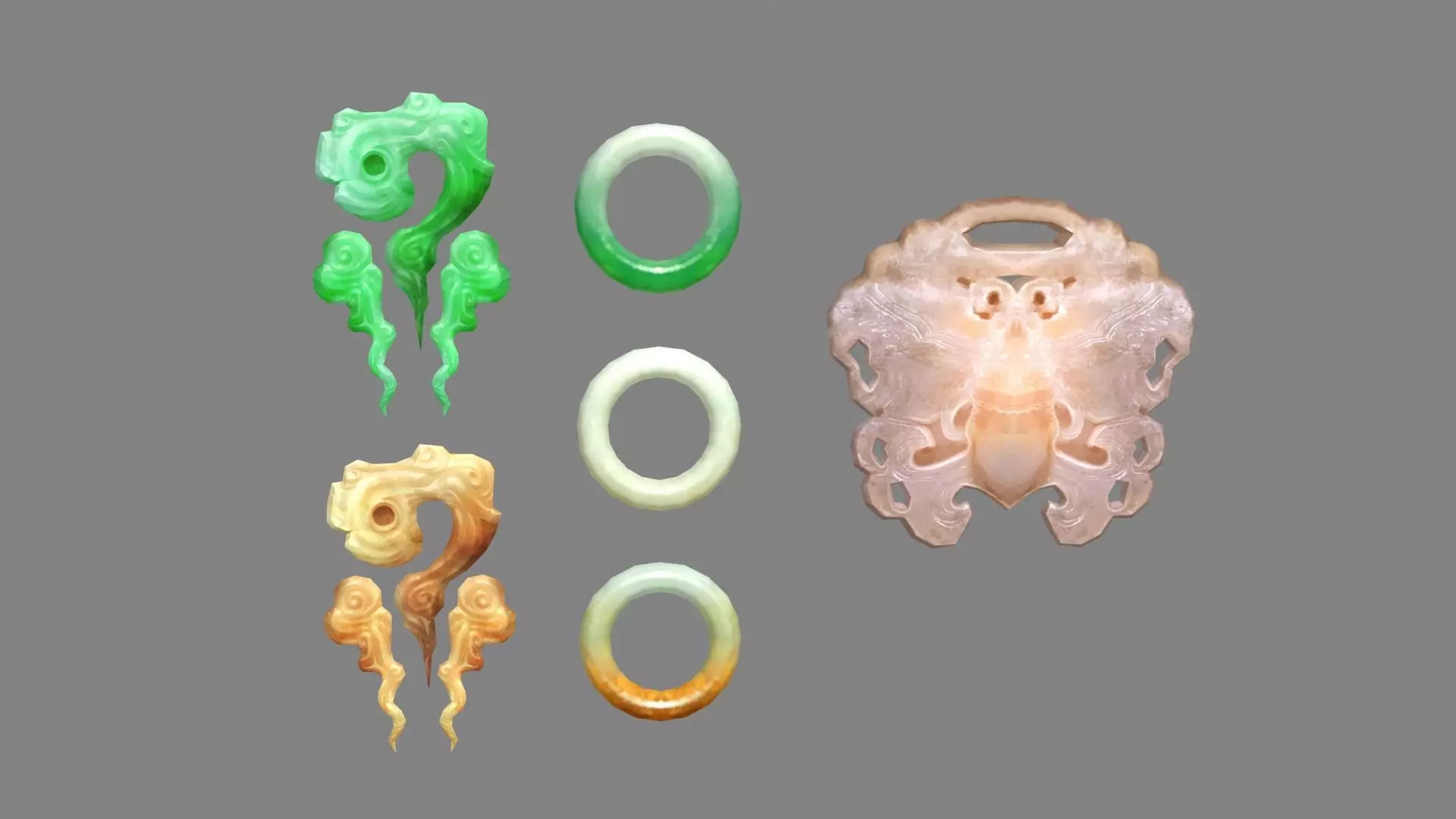 A pile of jade - Jade bracelet - amulet Low-poly 3D model_0