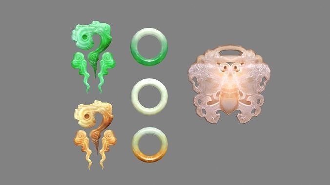 A pile of jade - Jade bracelet - amulet Low-poly 3D model