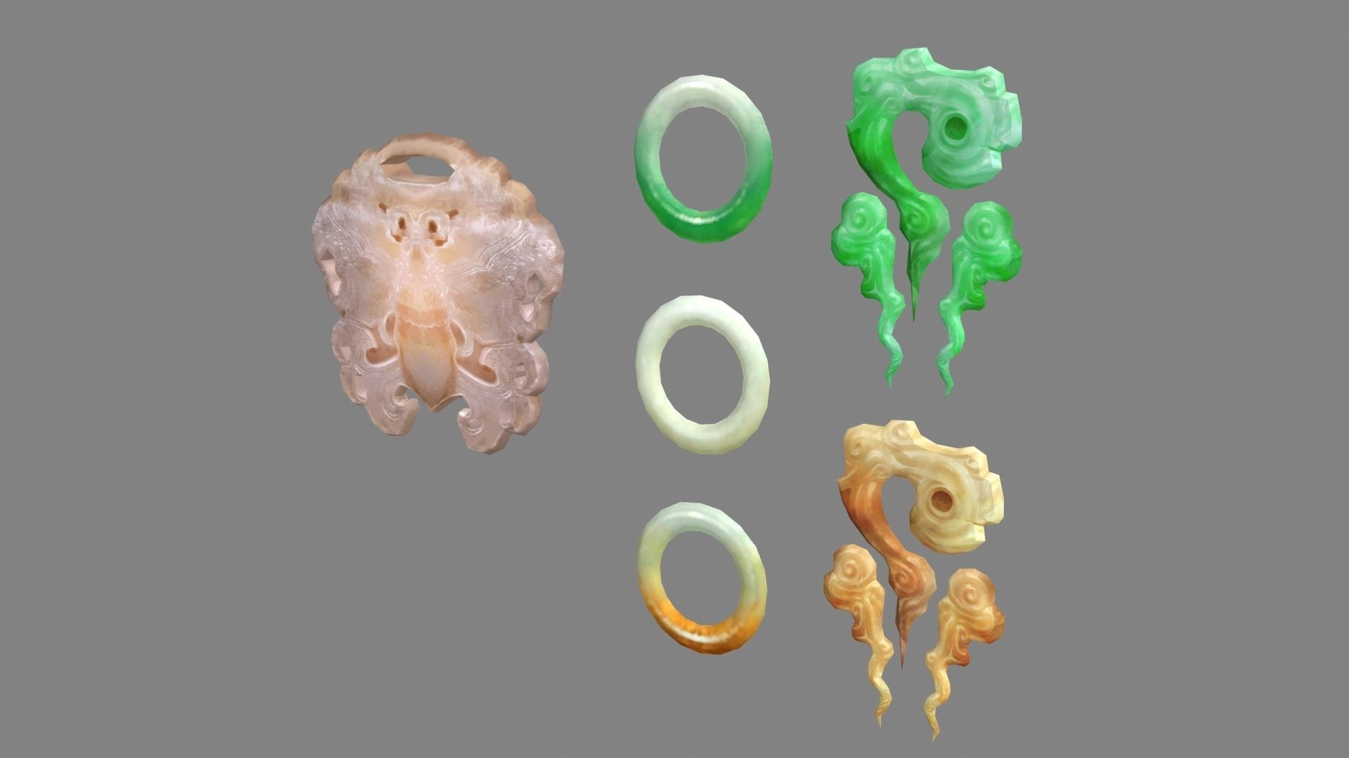 A pile of jade - Jade bracelet - amulet Low-poly 3D model_2