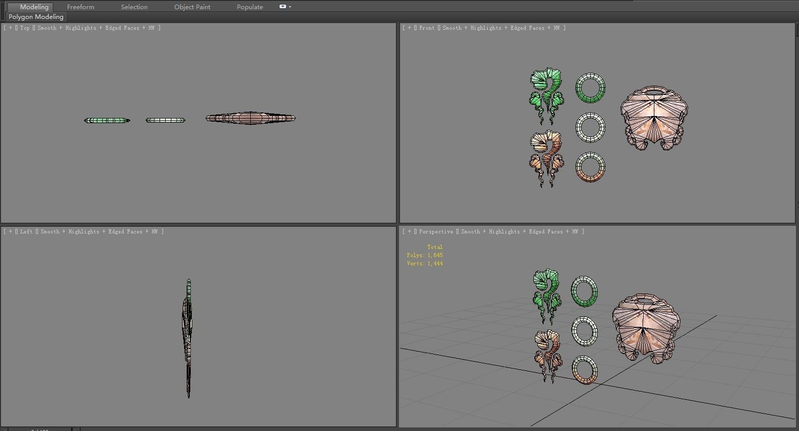 A pile of jade - Jade bracelet - amulet Low-poly 3D model_4