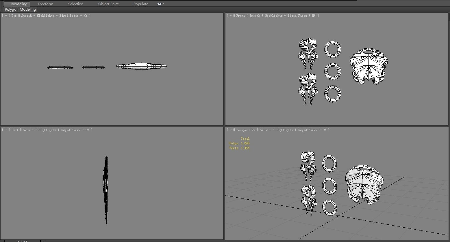 A pile of jade - Jade bracelet - amulet Low-poly 3D model_5