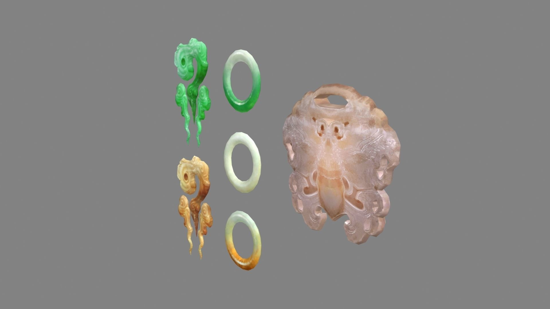 A pile of jade - Jade bracelet - amulet Low-poly 3D model_1