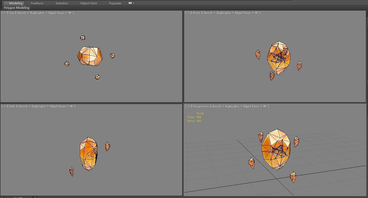 Cartoon Topaz - Suspended Crystal Low-poly 3D model_4