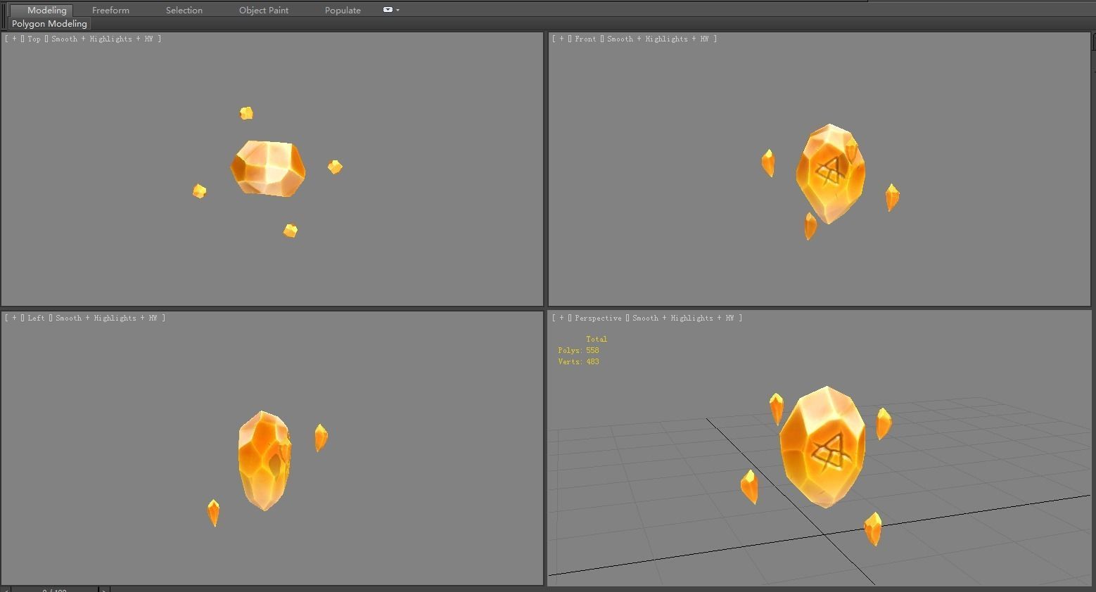 Cartoon Topaz - Suspended Crystal Low-poly 3D model_3