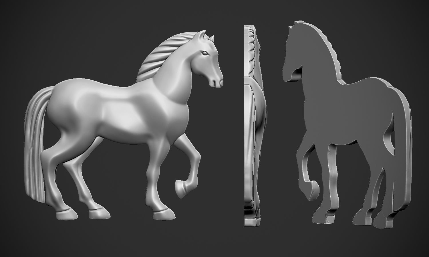 Horse Relief 3D print model_1