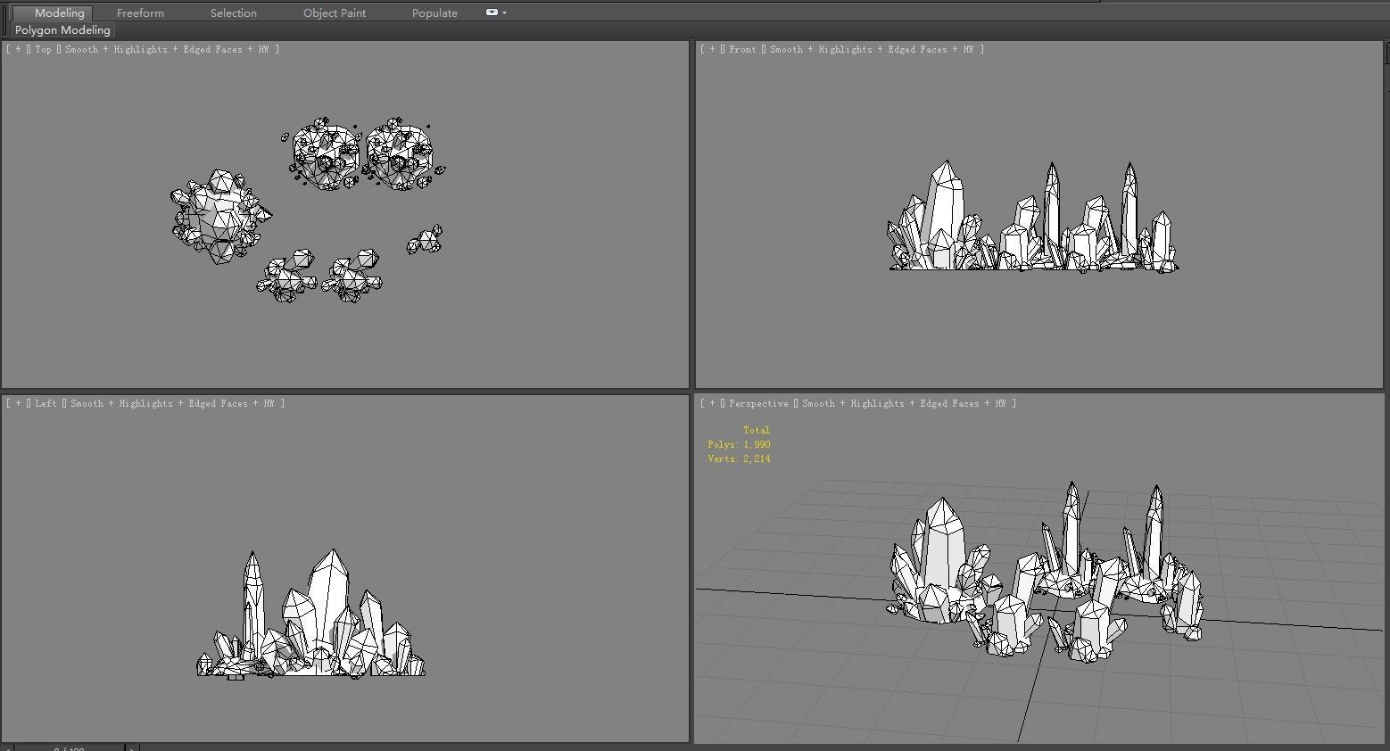 A set of crystal stones - Amethyst - Blue crystal - Red crystal Low-poly 3D model_5