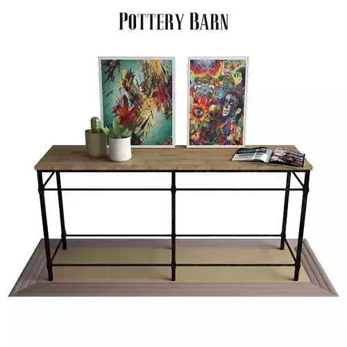 Pottery Barn Parquet Reclaimed Wood Console Table 3D model