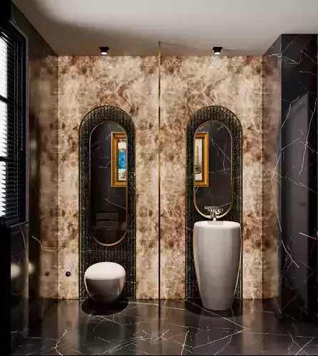 Marble WC with Brass Details