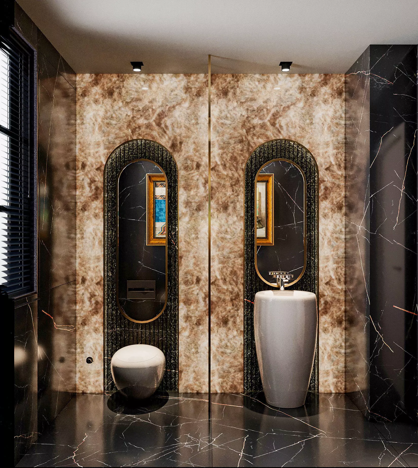 Marble WC with Brass Details 3D model_0
