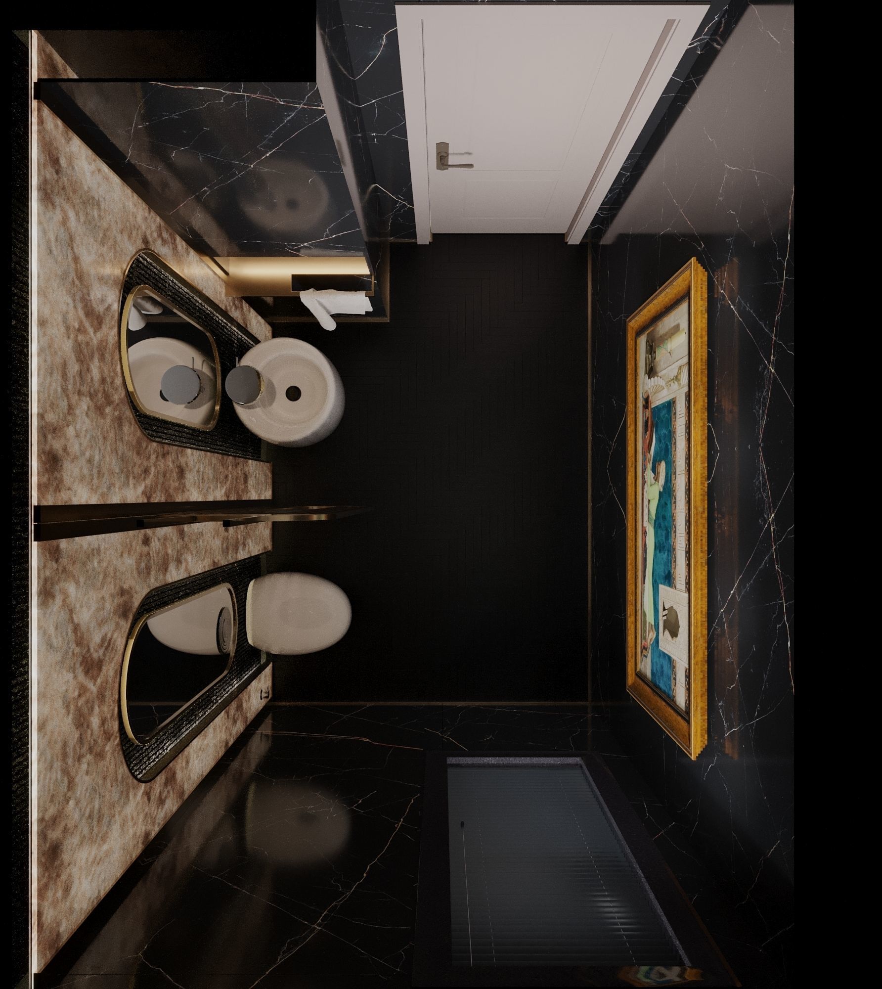 Marble WC with Brass Details 3D model_2