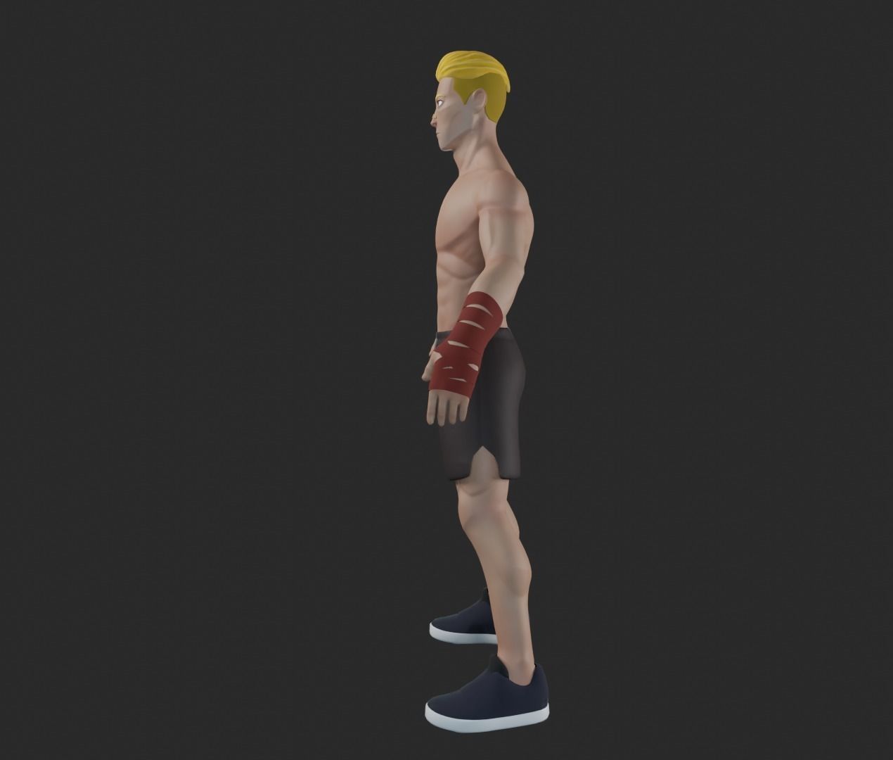 Boxer man in boxing shorts Low-poly 3D model_6