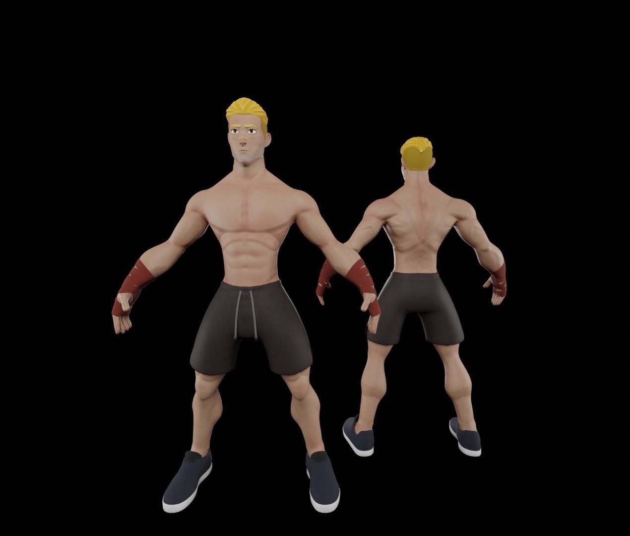 Boxer man in boxing shorts Low-poly 3D model_4