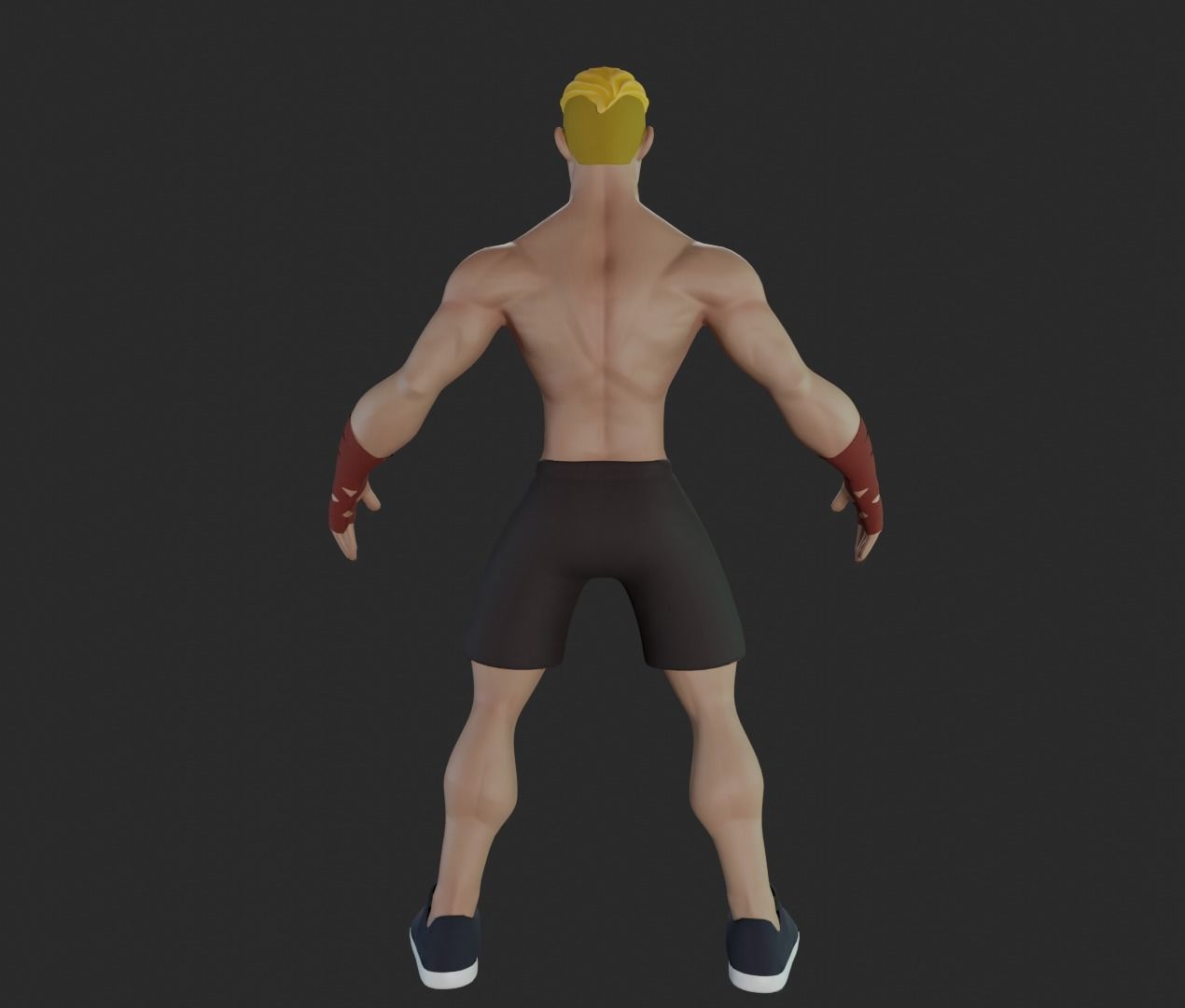 Boxer man in boxing shorts Low-poly 3D model_7