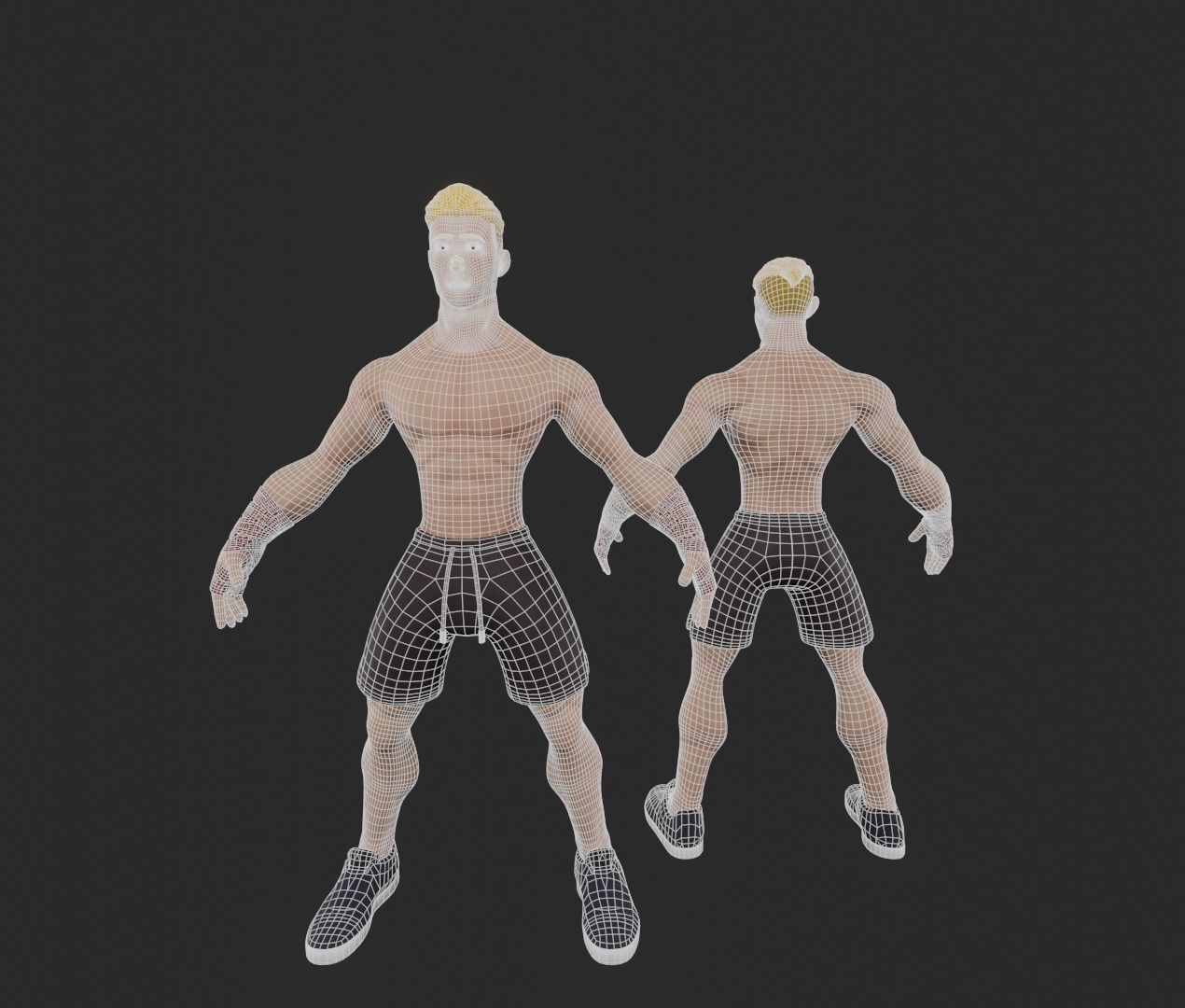 Boxer man in boxing shorts Low-poly 3D model_5