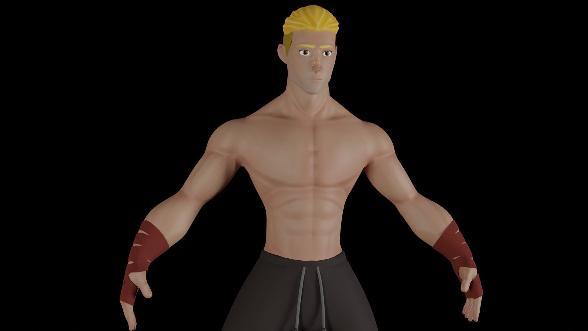 Boxer man in boxing shorts Low-poly 3D model_1