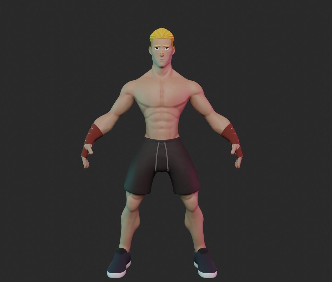 Boxer man in boxing shorts Low-poly 3D model_2