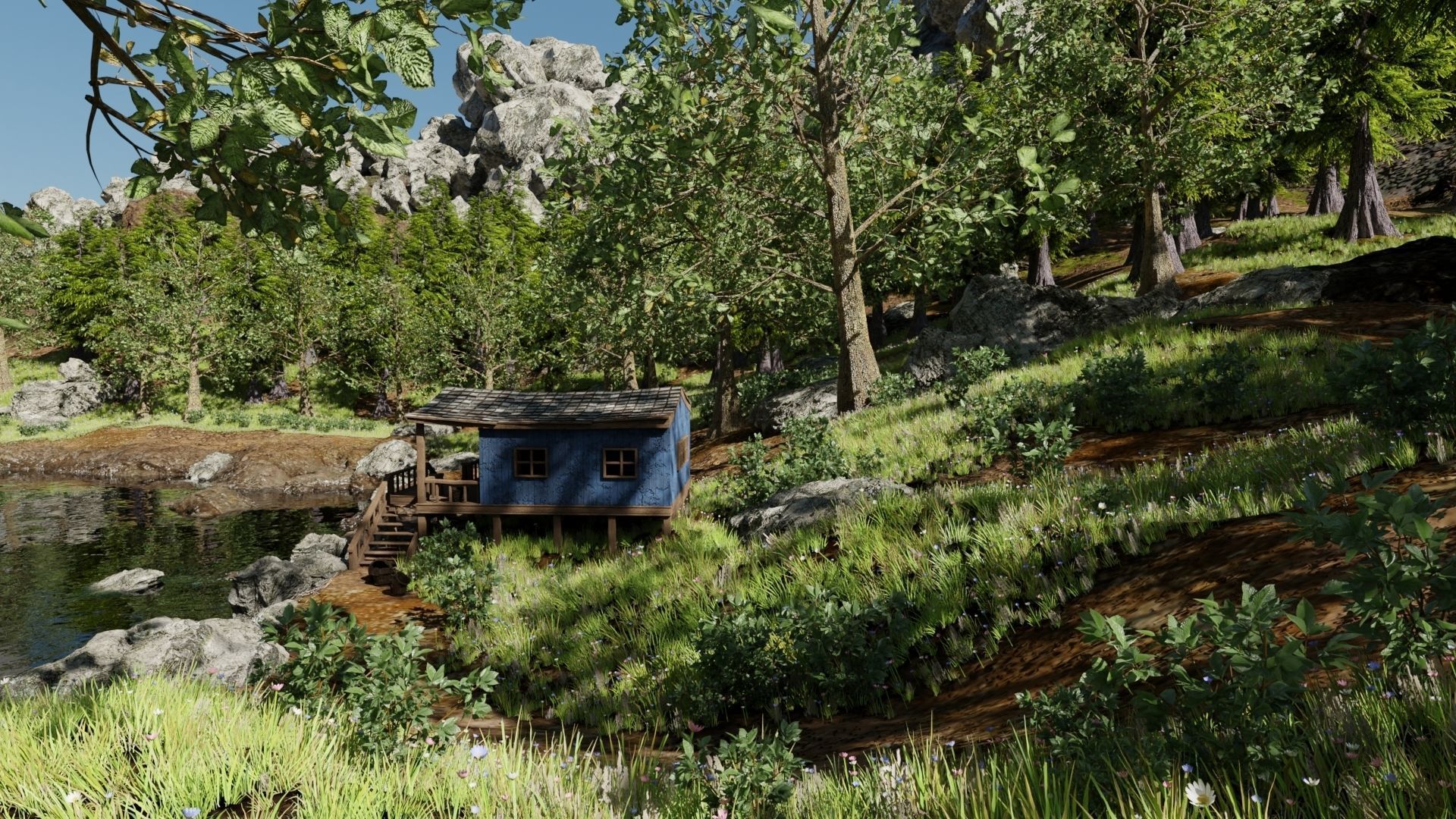 Cabin Scene 3D model_1