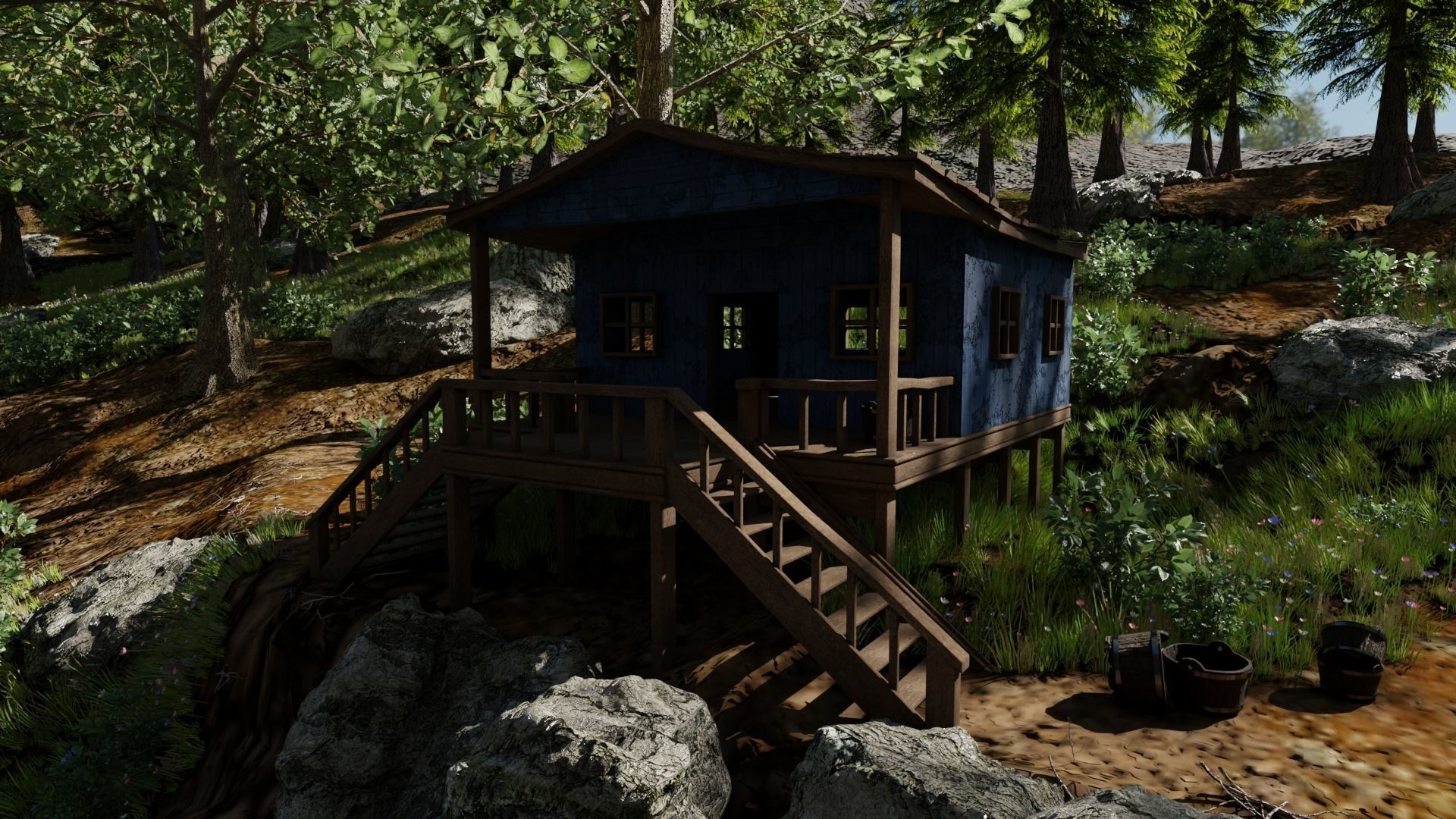 Cabin Scene 3D model_2