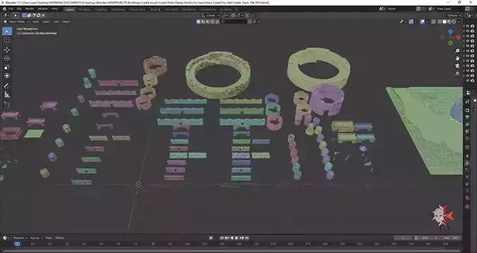 Castle Kitbash Set 110 parts 3D models