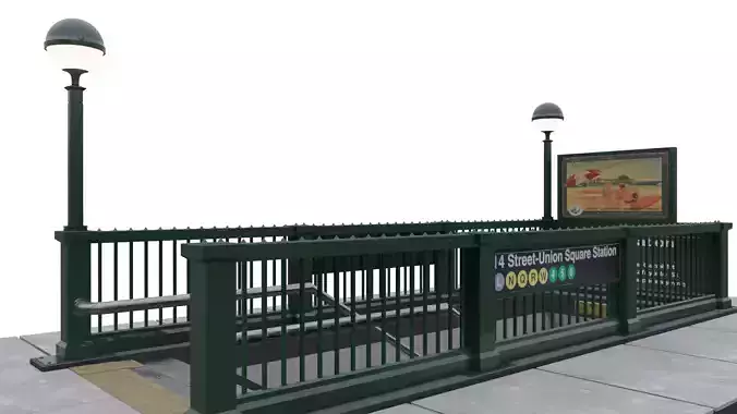 Subway Entrance - New York Subway Station Low-poly 3D model
