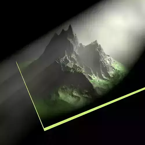 3D mountain with light shining