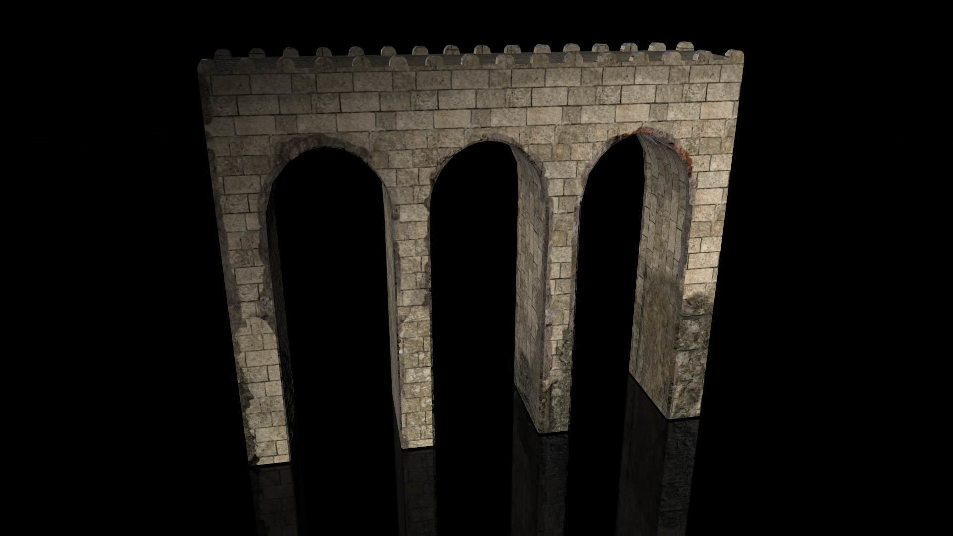 Medieval Bridge Low-poly 3D model_4